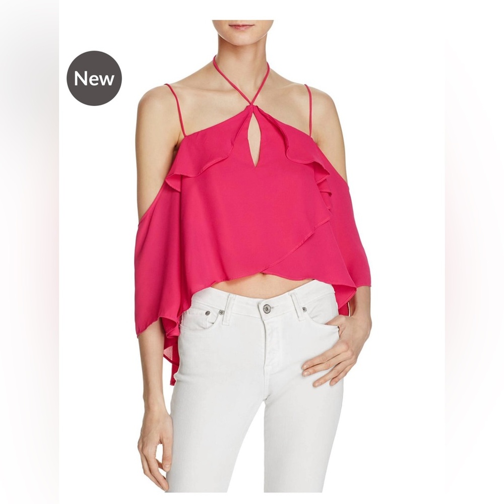 Pink Olivaceous Flowy Off The Shoulder Blouse Spaghetti Strap Top Size Large NWT